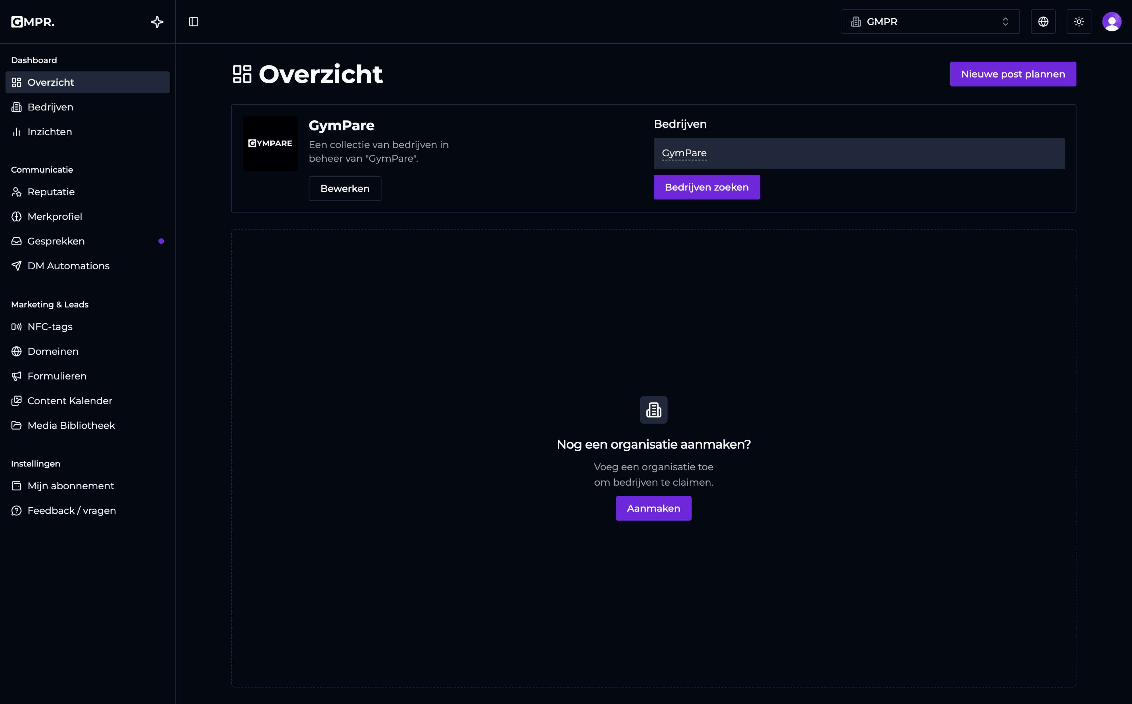 GymPare dashboard