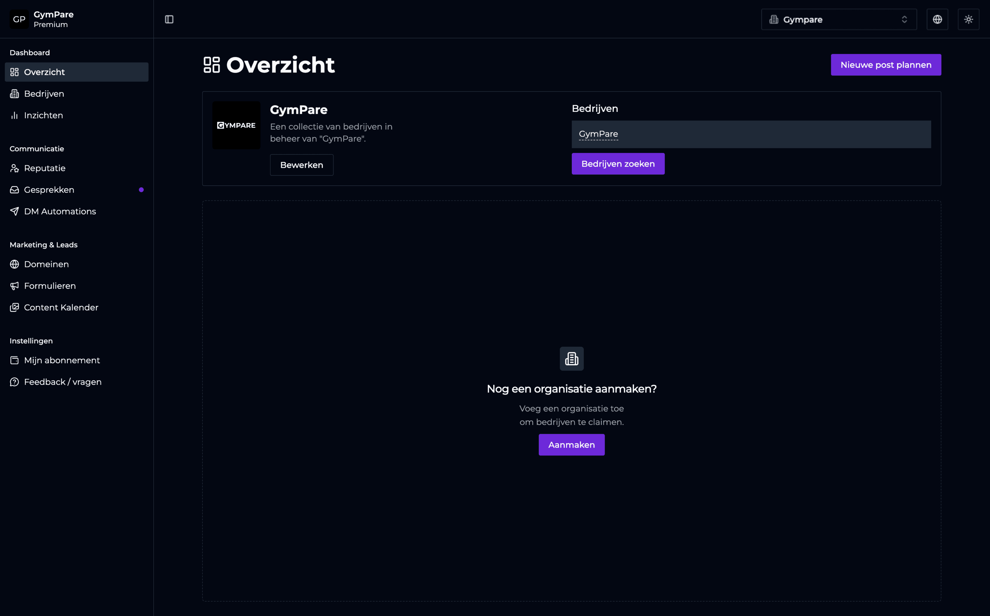 GymPare dashboard
