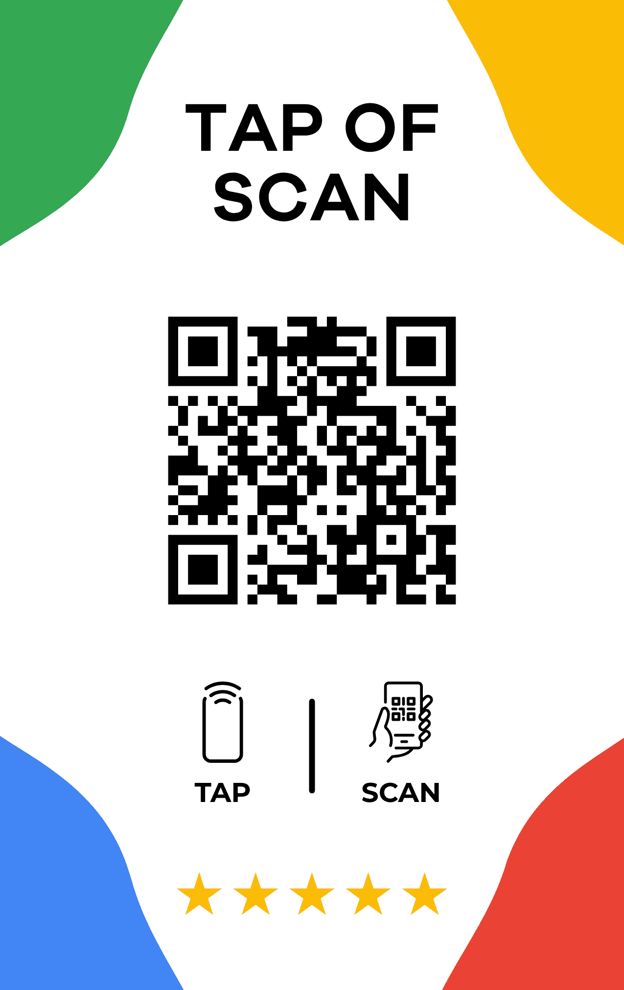 NFC-kaart 'Tap of scan' met QR-code voor Google-reviews