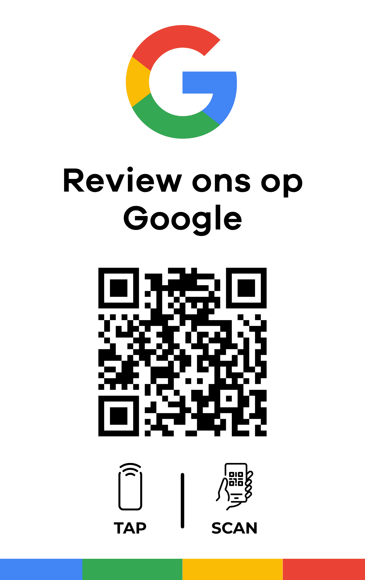 NFC-kaart 'Review ons op Google' met QR-code